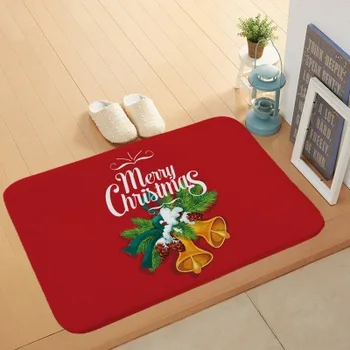 

Christmas festive coral velvet mats Family bar decoration Christmas entry mats non-slip door mats