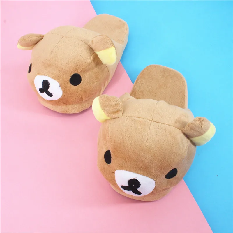 

Rilakkuma Cotton home slippers Cartoon plush toy slippers Floor slippers with big heads fluffy slippers flat