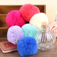 New Arrived 10pcs/lot Mix 80mm Soft Rex Single Color rabbit Hair Balls Handmade jewelry Accessories diy key/phone chain pendant