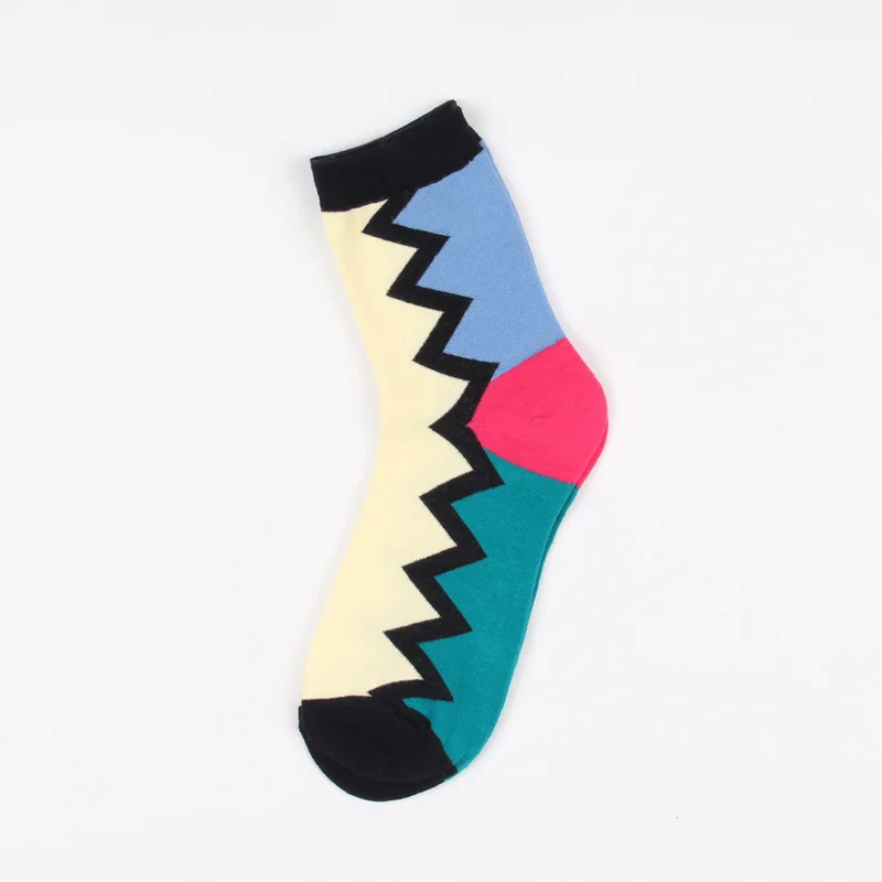 Уличные Разноцветные носки в стиле пэчворк для влюбленных из хлопка по колено - Цвет: Белый