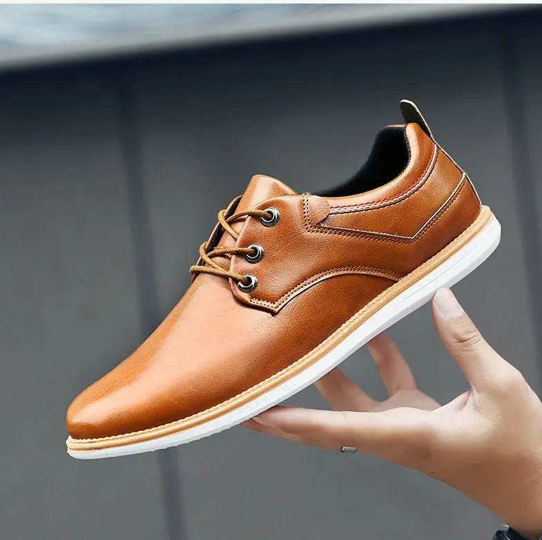 

free shipping Men Shoes Breathable Casual Shoes Fashion Lace Up Leather Men Shoes Formal Business Shoes Oxfords Male EY07-43 A1
