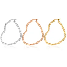

Heart Shaped Texture Large Hoop Earrings Women Stainless Steel Tiff Design Round Hyperbole Earrings Nightclub Jewelry Gifts