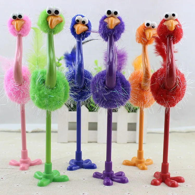 

2019 Fashion Cartoon Ball Point Pen Toy Pen School Stationery Children Gift Colorful Ostrich Ball Pen Wholesale Creative