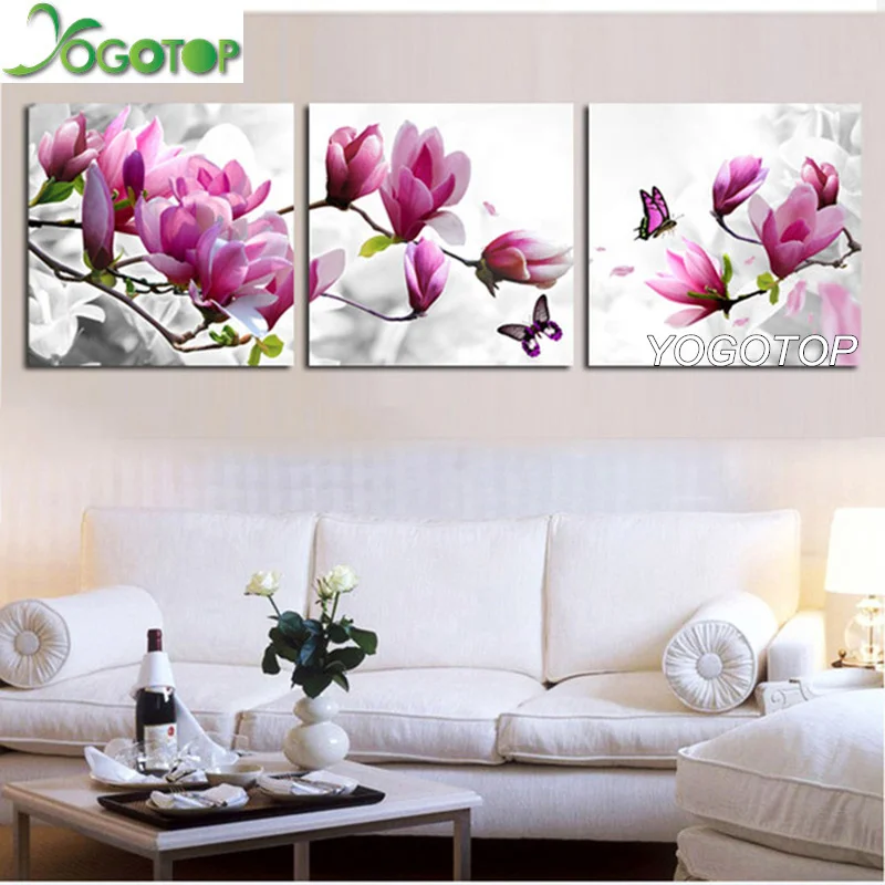 

YOGOTOP Triptych DIY Diamond Painting Cross Stitch Kit Full Embroidery Square Drill Mosaic Wall Art orchids Flowers 3pcs ML567