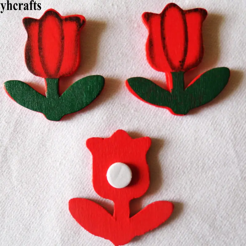 

10PCS/LOT,Red rose wood stickers,Wall Fridge stickers Wedding decoration Kindergarten ornament Scrapbooking kit Wholesale