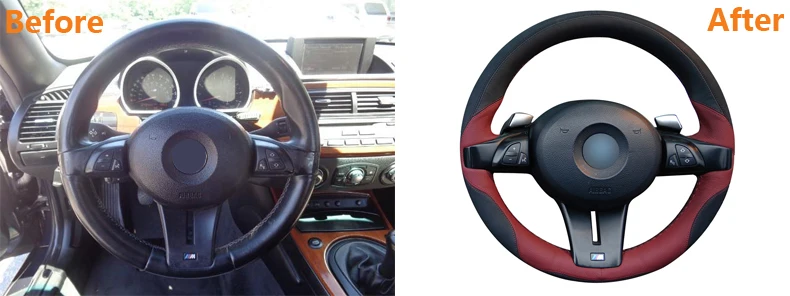 MEWANT-Black-Maroon-Leather-Black-Suede-Car-Steering-Wheel-Cover-for-BMW-Z4-2006-2007-2008-9