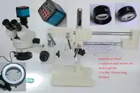 FYSCOPE Microscope 3.5X-90X Microscope Double Boom Stand Simul Focal Stereo Zoom Microscope+14MP HDMI camera +144pcs led
