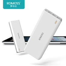 Original ROMOSS Sense9 25000mAh External Battery Power Bank for iPhone 3 USB Phone Charging Powerbank Bateria Externa White