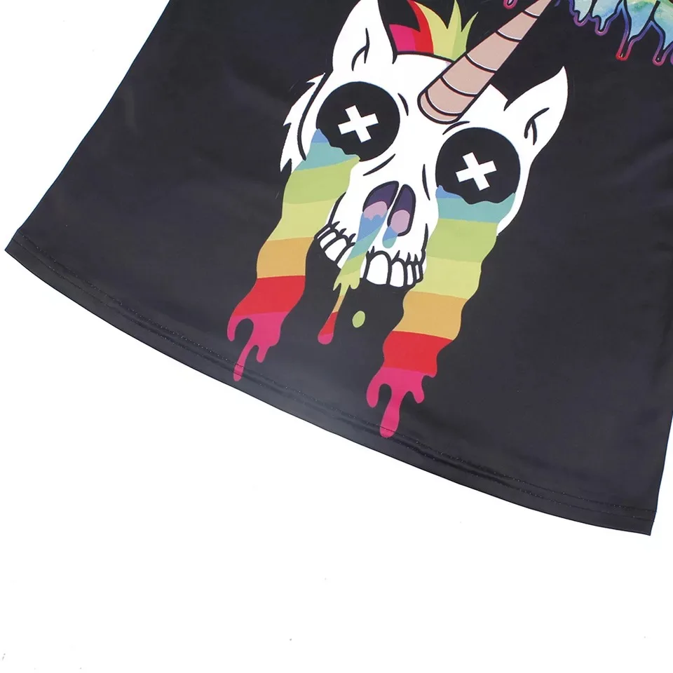  Sexy Women Tank Top Colorful Kawaii Unicorn Digital Printed Cropped Sleeveless Printed Tribal Black Tops Crops (4)