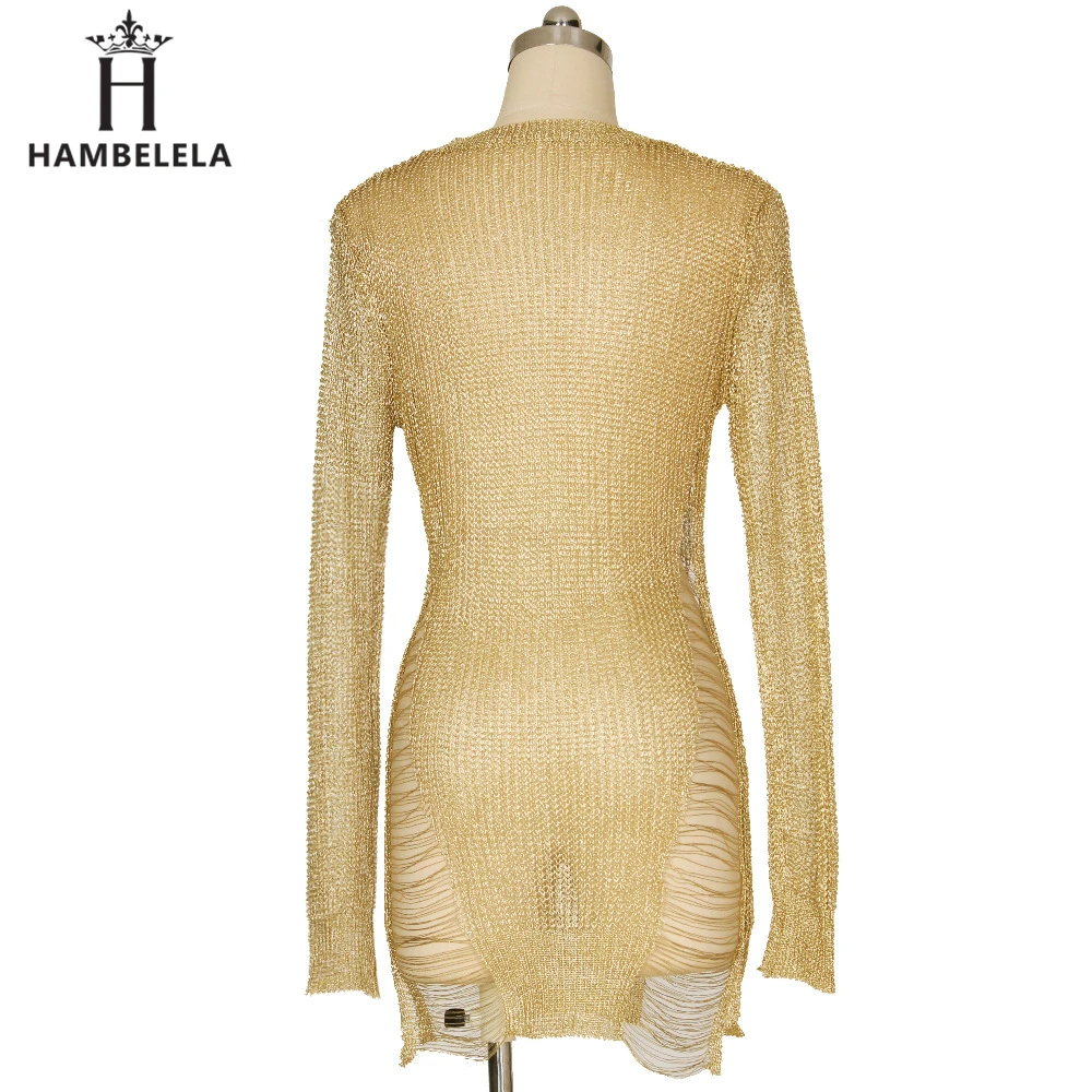 Hambelela Women Sexy Crochet Mini Dress Knitted Bodice with Shred Detail Long Sleeve O-Neck 2017 Latex Sexy Ladies Sweater Dress (3)