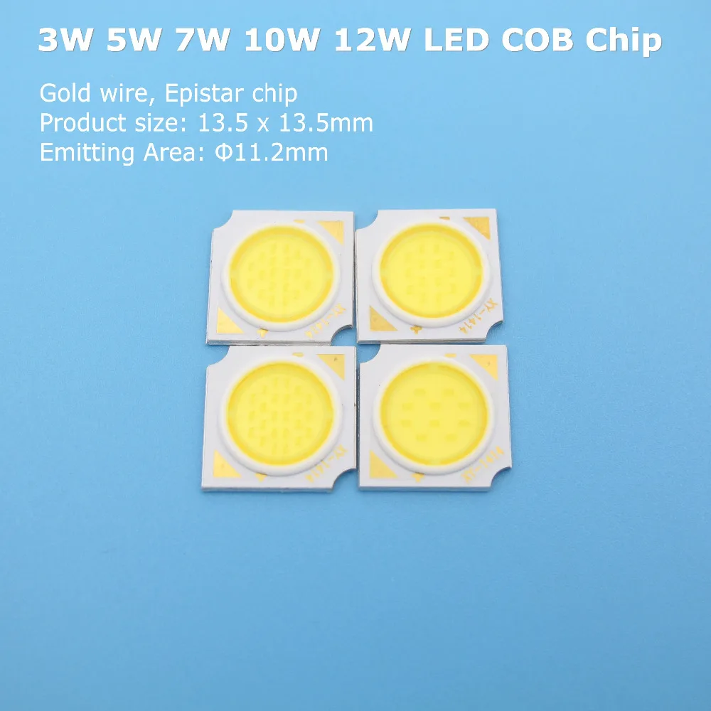 

5 pcs High Power 3W 5W 7W 10W 12W COB SMD LED Bulb Chip Light Source for Spotlight, Ceiling light, Downlight Natural Warm White