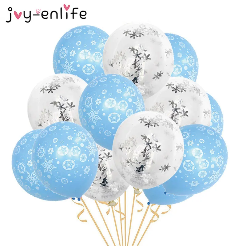 

15pcs Christmas Snowflake Balloons The Snow Birthday Theme Confetti Balloon Kids Toys Xmas New Year Party Supplies