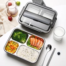 Lunchbox 304 Roestvrijstalen Bento Dozen Japanse Voedsel Opbergdoos Container Picknick Doos 1L 1.4L(China)