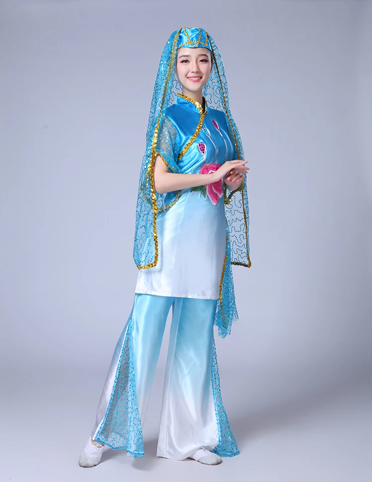 Центральной Азии в этническом стиле танцевальный костюм Исламская Хуэй одежда для богослужения мусульманских Танцы одежды в китайском народном сценические костюмы для сцены