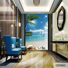 Изготовленный На Заказ 3D принт ткань и текстильные обои для стен тканевые фотообои матовый шелк вход Холл коридор пляж облачный Топ для моря