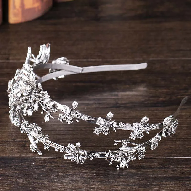 tiaras crowns Delicate Metal Hair Jewelry For Women Vintage Baroque Headpieces Double Layer Floral Headbands Accessories | Украшения и