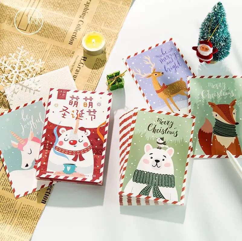 

30Sheets/Set 2019 Merry Christmas Postcard /Greeting Card/wish Card