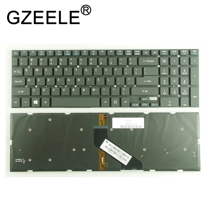 GZEELE США подсветкой Клавиатура для ноутбука ACER V3-7710 V3-7710G V3-772G V3-572 E1-530 E1-530G E1-572 E1-731 E1-572G черная с надписями на английском с подсветкой