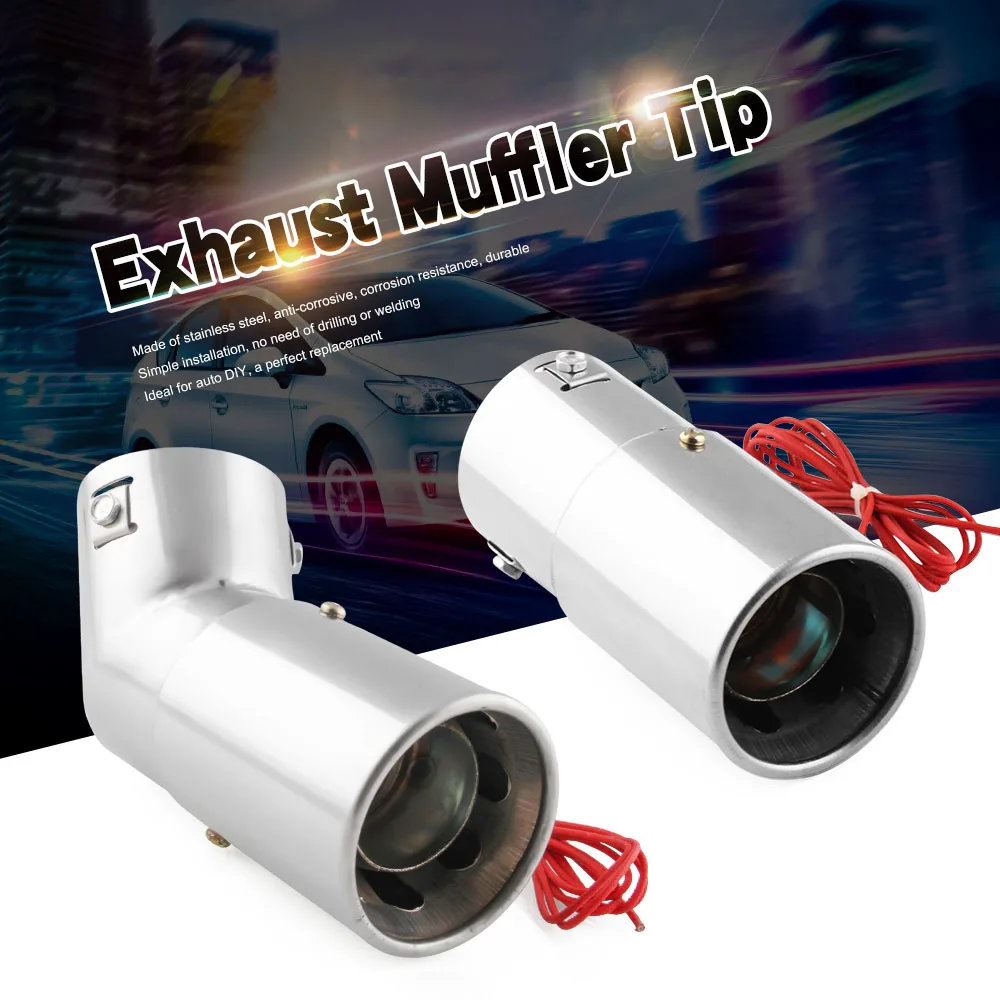 1Pc Universal 70mm Car Elliptical Bend/Straight Spitfire Flaming LED Red Light Exhaust Pipe