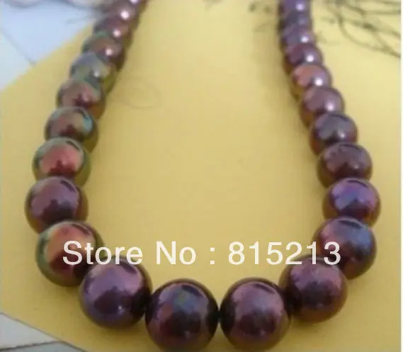 

ddh001661 PERFECT ROUND 18"9-10MM SOUTH SEA GENUINE BLACK CHESTNUT RED PEARL NECKLACE 14K