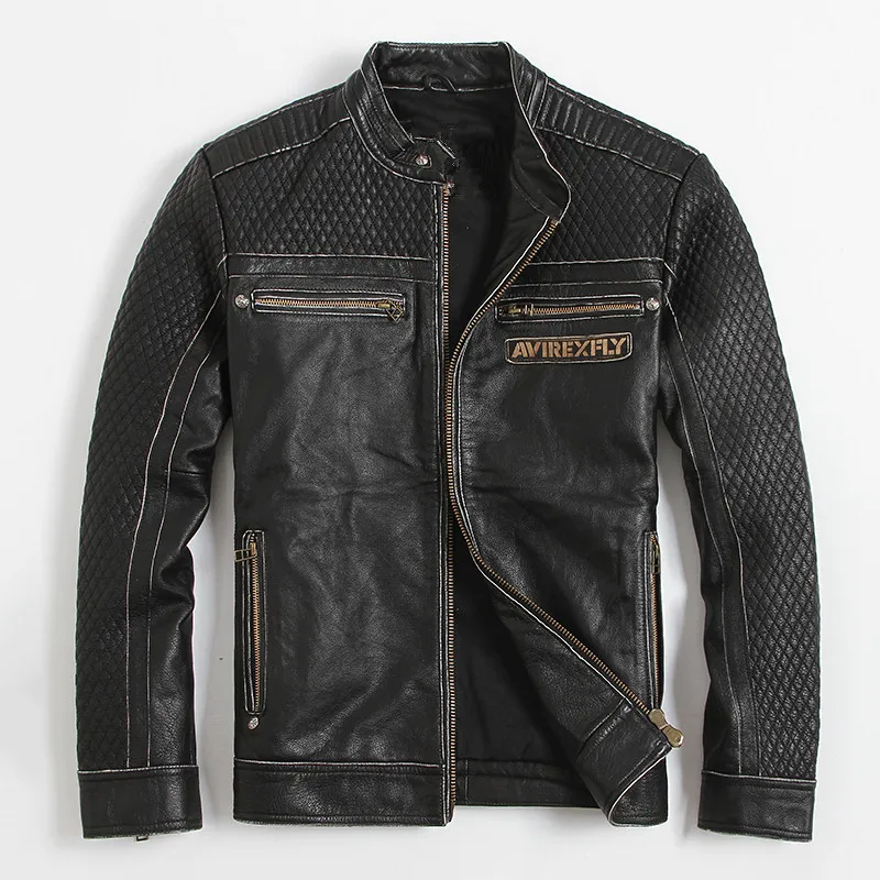 Cuir Xxxl Vintage Motif Slim Black En Noir Biker' Hommes La Cuir En Conception kaki bourgogne 2019 Noir Mâle Manteaux