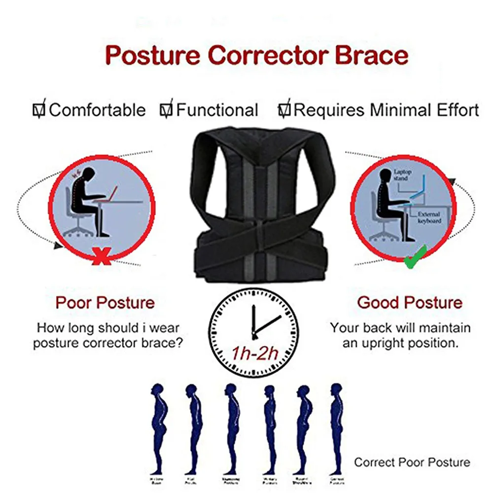 Trainer para o Alinhamento da Coluna Cinto de Dor Postura Corrector Ajustável Voltar Straightener Confortável Vertebral & Apoio Nas Costas 11 Beleza e saúde