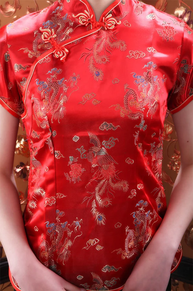 Ретро китайские женские Cheongsam топы дракон феникс вышитые рубашка Ципао традиционные с короткими рукавами кофточка Ципао размер S-3XL