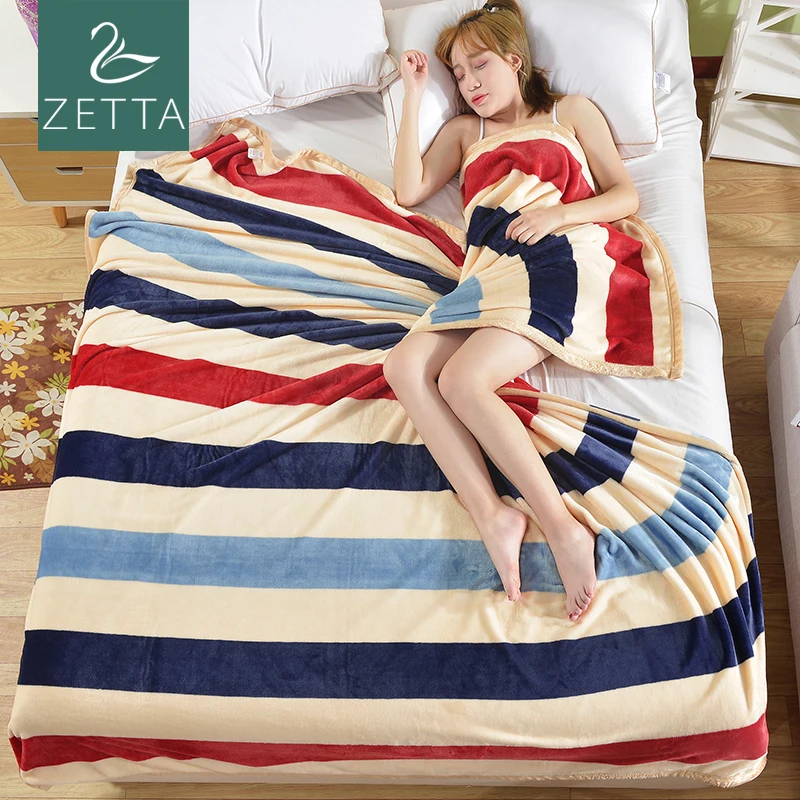 

[ZETTA] bedspread blanket 200x230cm High Density Super Soft Flannel Blanket to on for the sofa/Bed/Car Portable Plaids 3011