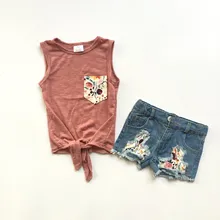 Одежда для маленьких девочек; одежда с цветочным принтом; джинсовые шорты; коричневая верхняя одежда; детские изысканные наряды