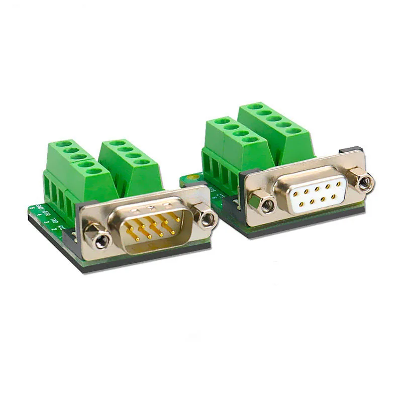 

Goldplated DB9 Solderless Male And Female Adapter Board Connector RS232 Plug 9-Pin Serial Head Adapter Terminal Adapter Board