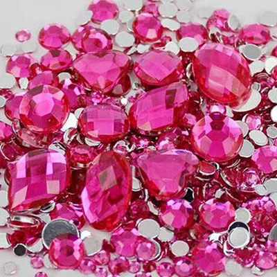 1000 шт смешанные размеры и формы случайные Акриловые Кристаллы Стразы Цветные клеевые Стразы для DIY Acry - Цвет: Rose