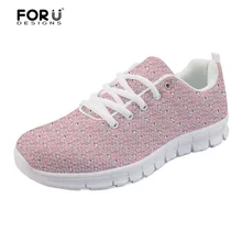 FORUDESIGNS/модные дизайнерские женские кроссовки розового цвета с изображением милой акулы; женские удобные сетчатые маокасины на плоской подошве; Легкая женская обувь