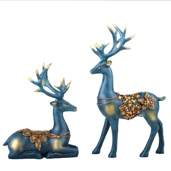 

2pcs/set Fashion European Deer Figurines Ornaments Home Decorations TV Cabinet Desk Decor Home Decorations Wedding Decorations