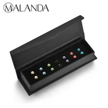 MALANDA 7 цветов серьги Набор Кристалл от Swarovski пирсинг круглые серьги для женщин новые стильные серьги-гвоздики ювелирные изделия подарок