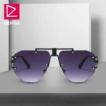 DENISA Роскошные брендовые стильные мужские солнцезащитные очки новые модные серые синие солнцезащитные очки без оправы женские UV400 очки Gafas de sol G23010
