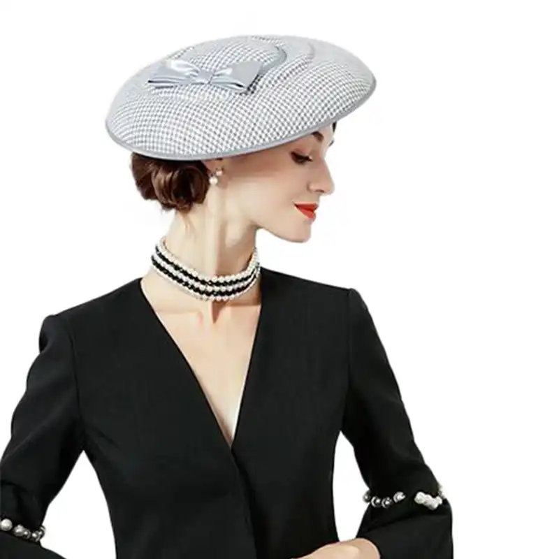 Tocados Fs Para Mujeres Elegante 100 Lana De Australia Houndstooth Formal Coctel Vestido De Boda Sombrero Iglesia Fieltro Fedoras Sombrero De Fieltro De Mujer Aliexpress