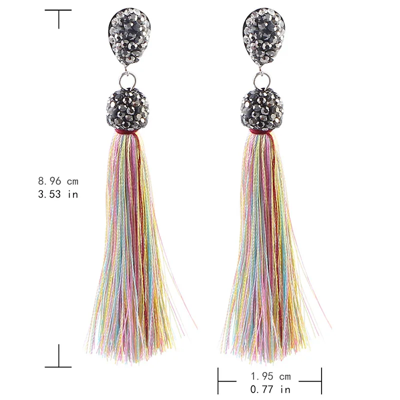  Trendy Drop Earrings Water DropWomenRhinestoneLongBohemianSilkDangleMetalBohoGold Tassel Earrings 2019 Jewelry CS241