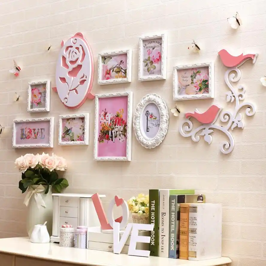 Romantik Duvar Dekorasyon Ahsap Fotograf Cercevesi Seti Kelebek Gul Dekor 8 Adet Fotograf Cerceveleri Kombinasyonu Dugun Aile Resim Cerceve Seti Photo Frame Setwooden Photo Frame Set Aliexpress