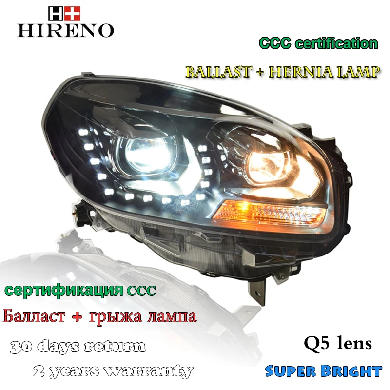 

Hireno Headlamp for 2012-2016 Renault Koleos Headlight Assembly LED DRL Angel Lens Double Beam HID Xenon 2pcs