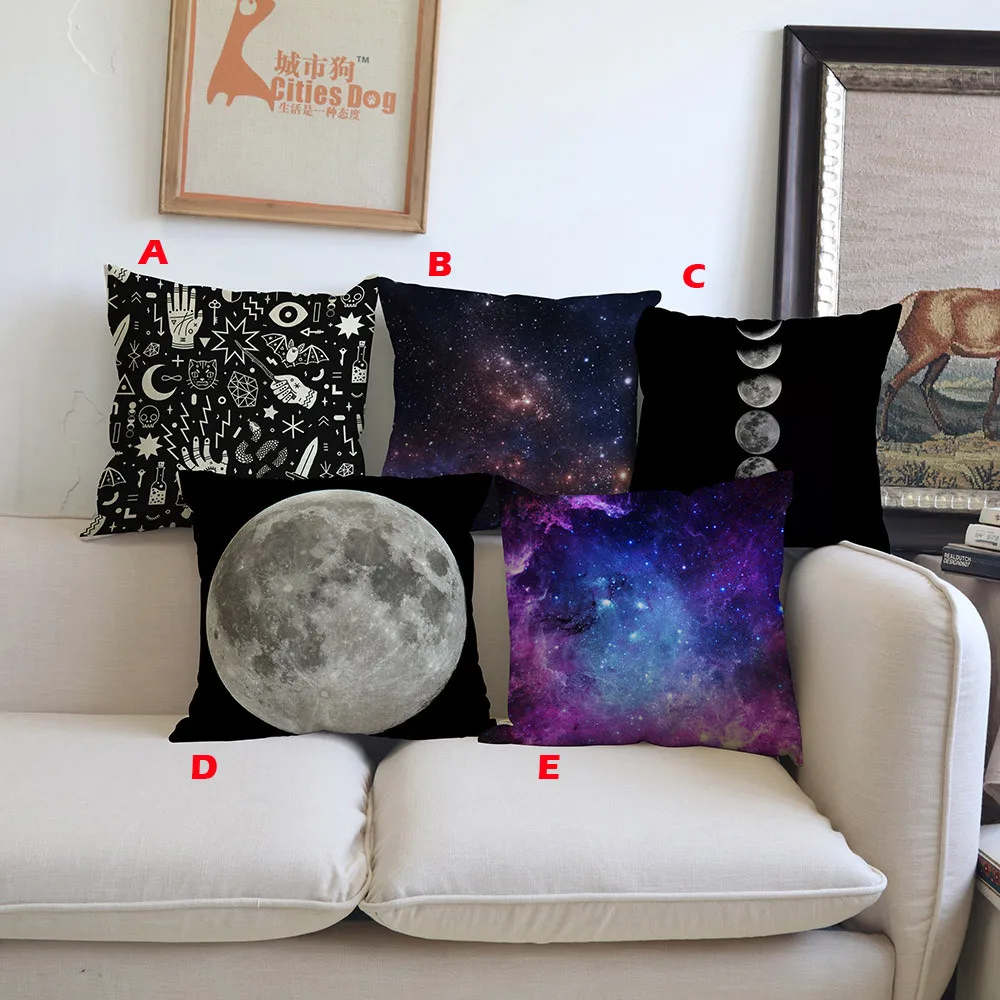 

1pc 45*45cm Moon Star Mosque Gold Black Mubarak pillow Cover Ramadan Kareem Islamic Painting Peach Skin Pillow Case