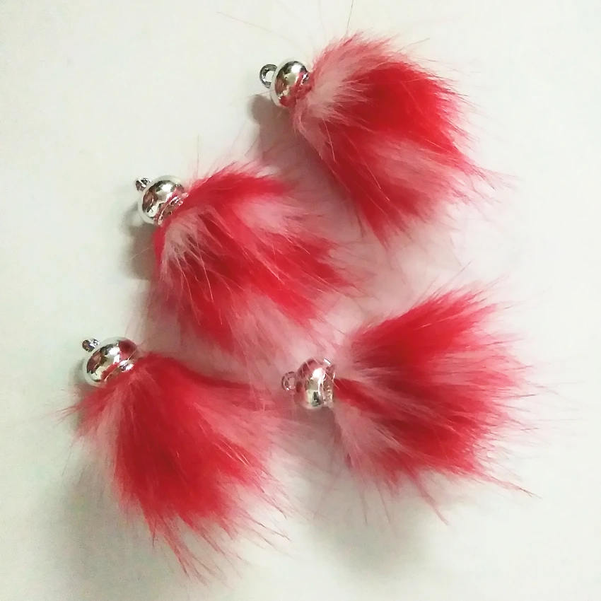 

12pcs/Lot Colorful Cute Water drop Design Faux Rabbit Fox fur Pompon for Chain Bag Chain Curtain Tassel