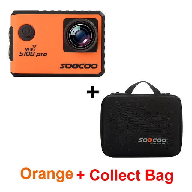 4K WI-FI Спортивная Экшн-камера Камера SOOCOO S100 Pro HD Водонепроницаемый DV видеокамера 20MP 170 градусов Широкий формат 2 дюймов ЖК-дисплей 2,4 ГГц пульт дистанционного управления - Цвет: Orange add bag