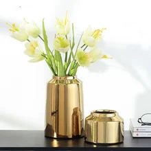 Креативная Современная Золотая керамическая ваза для украшения гостиной Цветочная композиция Аксессуары Украшение дома цветочные вазы