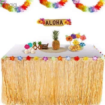 

Frigg Tropical Hawaiian Luau Table Skirt Flower Beach Party Decoration Banquet Table Skirts Wedding Tutu Table Skirt Home Decor
