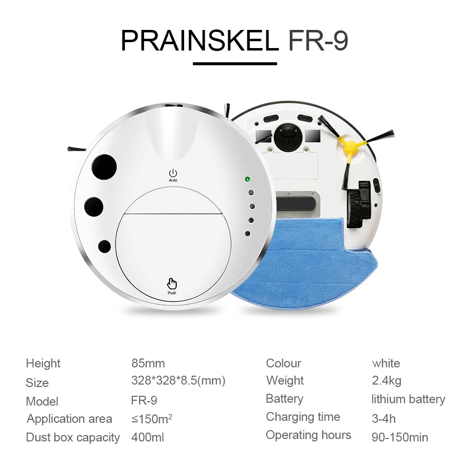 Prainskel FR-9 умный робот-пылесос для дома, мокрая швабра, Автоматическая перезарядка, робот, ультразвуковая очистка, робот-пылесос