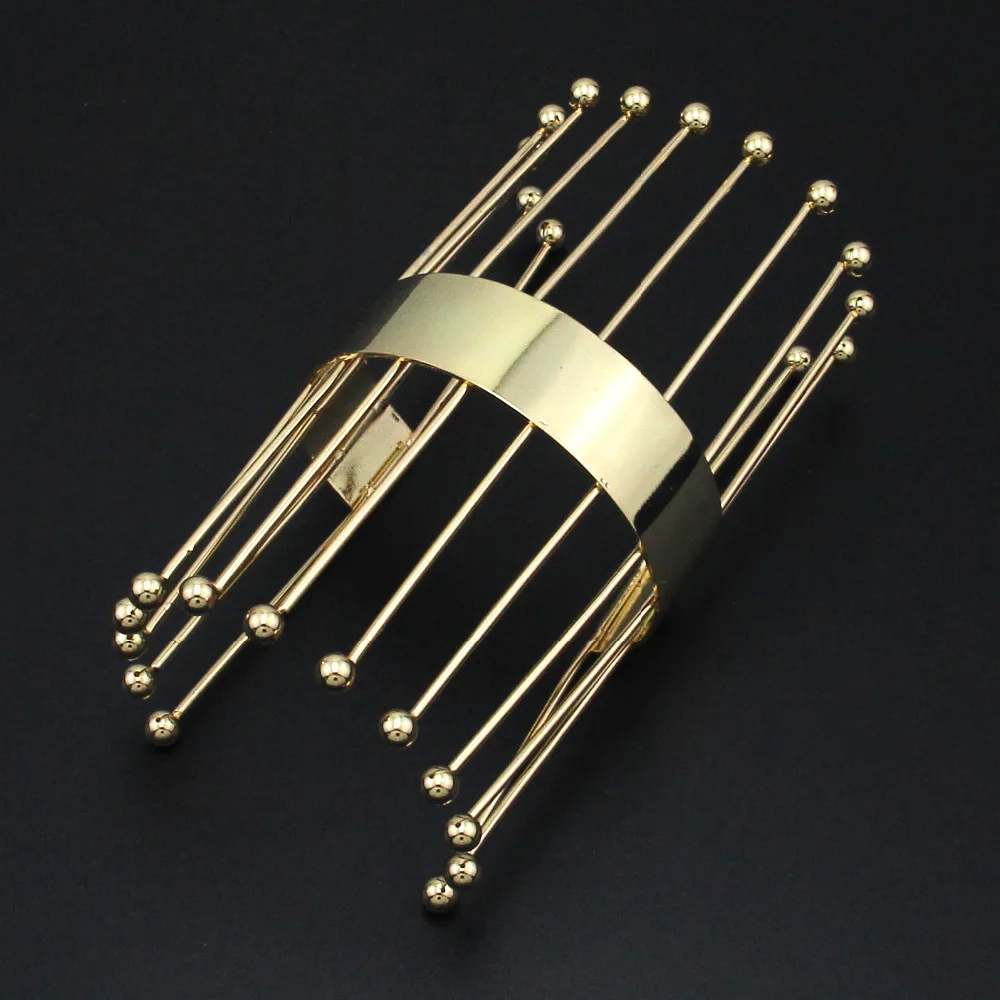 UKMOC Готический массивный Браслет-манжета с длинной полосой, металлические геометрические браслеты для женщин, модные ювелирные аксессуары