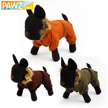 

Dog Jumpsuits Winter Warm Clothing For Pet Fur Collar Jacket Durable Puppy Dog Cat Winter Coat Apparel 5 Sizes Freeshipping