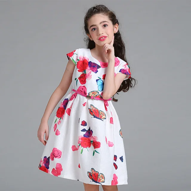 Summer Europe Style Girls Dress Fashion Cute FlowersChildren Kids ...