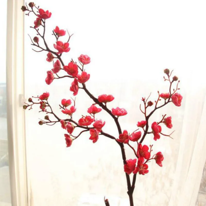 2 шт./партия, искусственный цветок сливы с цветущей веткой персикового дерева 93 см, шелк, Цветочное дерево, цветочный бутон для декорации для свадьбы 19053002
