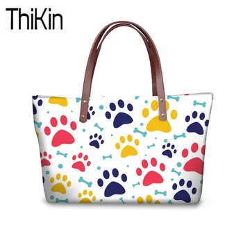 

THIKIN Women's Dog Bone Paw Printing Top-Handle Bags for Females Large Travel Organizer Shoulder Bag Ladies Handbags Sac A Dos